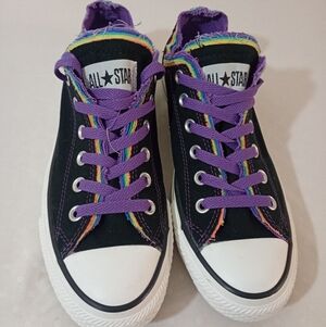 Converse. All Star Black Sneakers with Purple Laces